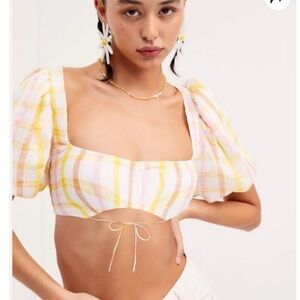 NWT For Love and Lemons Plaid Crop Top Size Medium
